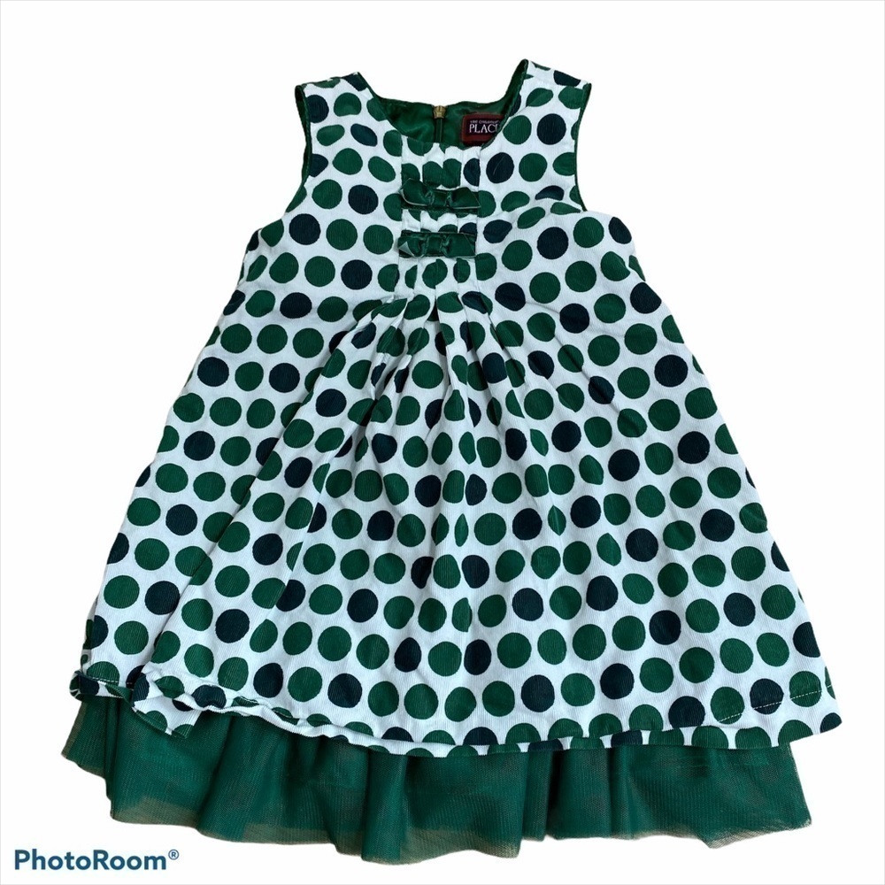 Children’s Place Emerald Green Polka Dot Dress 2T